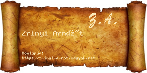 Zrinyi Arnót névjegykártya